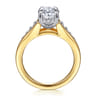 Bruno - 14K White-Yellow Gold Oval Diamond Engagement Ring - 0.3 ct