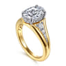 Bruno - 14K White-Yellow Gold Oval Diamond Engagement Ring - 0.3 ct