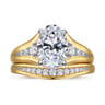 Bruno - 14K White-Yellow Gold Oval Diamond Engagement Ring - 0.3 ct
