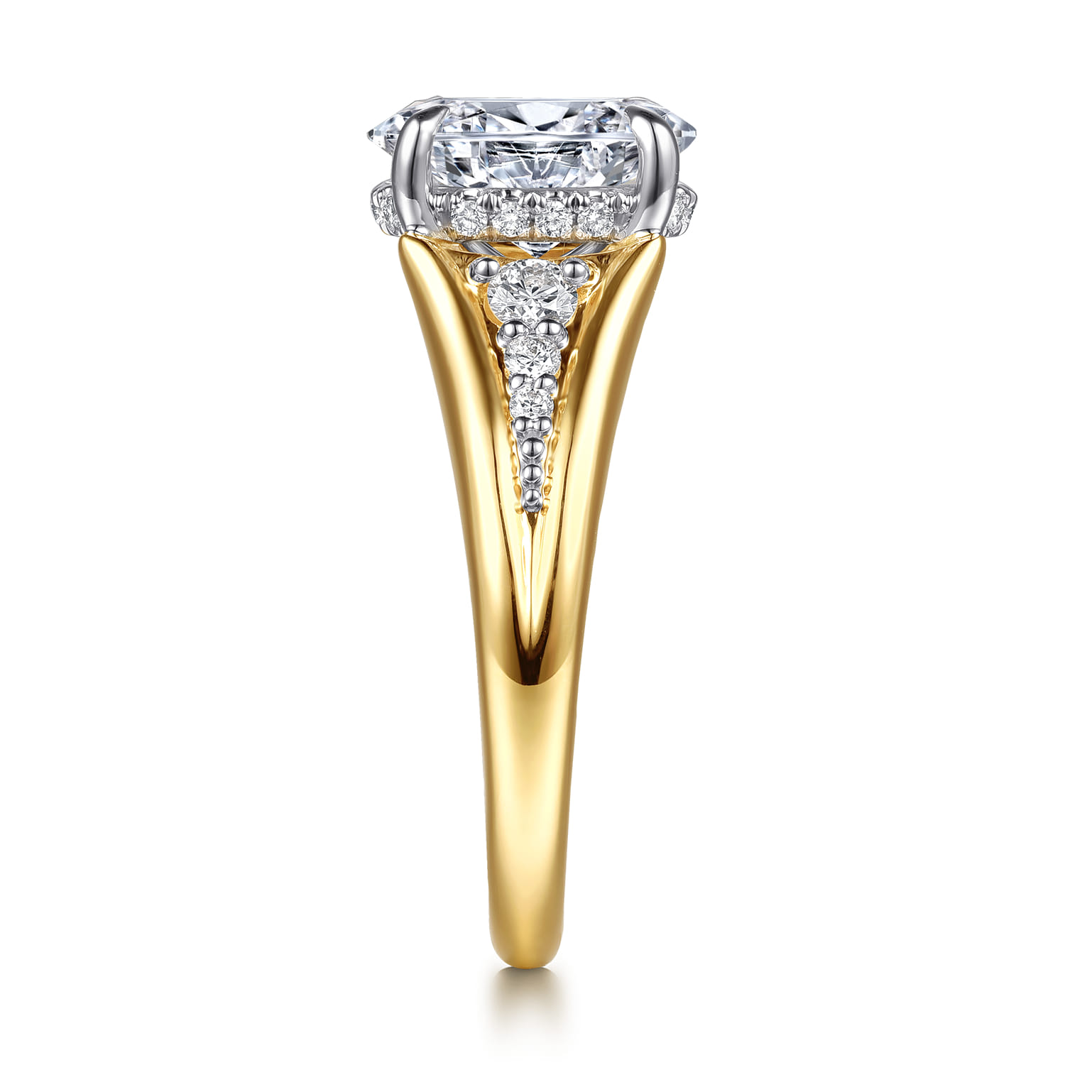 Bruno - 14K White-Yellow Gold Oval Diamond Engagement Ring - 0.3 ct - Shot 5