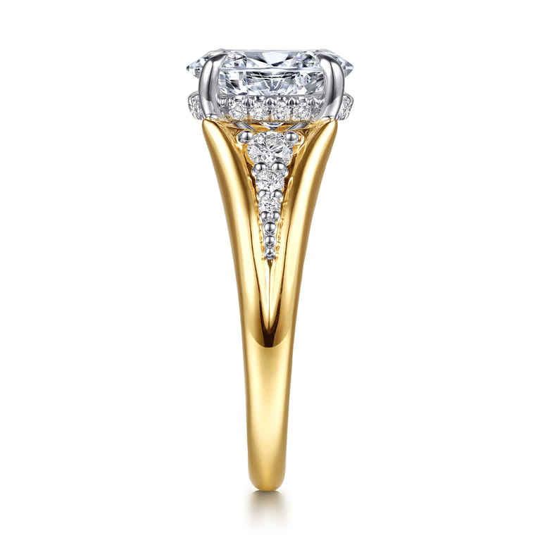 Bruno - 14K White-Yellow Gold Oval Diamond Engagement Ring - 0.3 ct - Shot 5