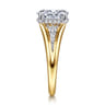 Bruno - 14K White-Yellow Gold Oval Diamond Engagement Ring - 0.3 ct