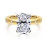 Cabata - 14K White-Yellow Gold Oval Diamond Engagement Ring - 0.23 ct