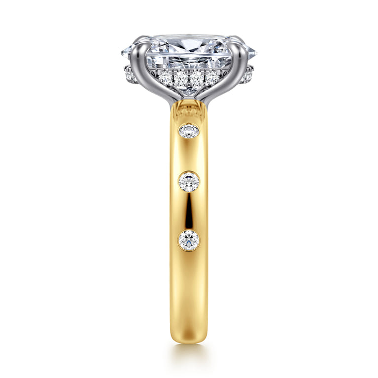 Cabata - 14K White-Yellow Gold Oval Diamond Engagement Ring - 0.23 ct - Shot 4