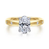 Cabata - 14K White-Yellow Gold Oval Diamond Engagement Ring - 0.2 ct