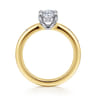 Cabata - 14K White-Yellow Gold Oval Diamond Engagement Ring - 0.2 ct