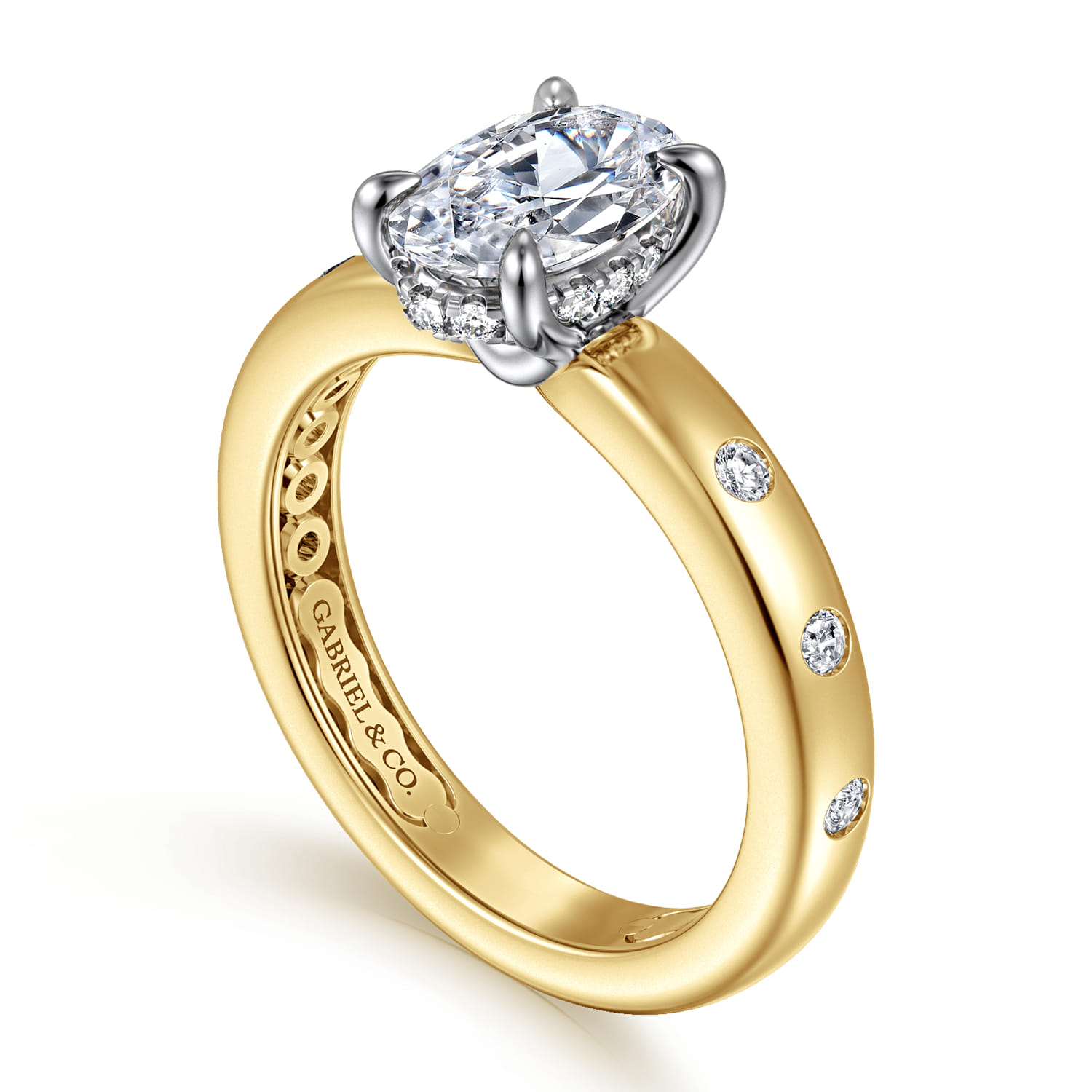 Cabata - 14K White-Yellow Gold Oval Diamond Engagement Ring - 0.2 ct - Shot 3