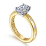 Cabata - 14K White-Yellow Gold Oval Diamond Engagement Ring - 0.2 ct