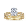 Sadie - 14K White-Yellow Gold Oval Diamond Engagement Ring - 0.12 ct