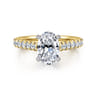 Erica - 14K White-Yellow Gold Oval Diamond Engagement Ring - 0.5 ct