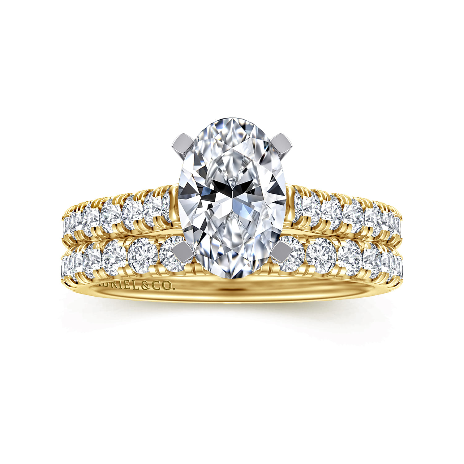 Erica - 14K White-Yellow Gold Oval Diamond Engagement Ring - 0.5 ct - Shot 4