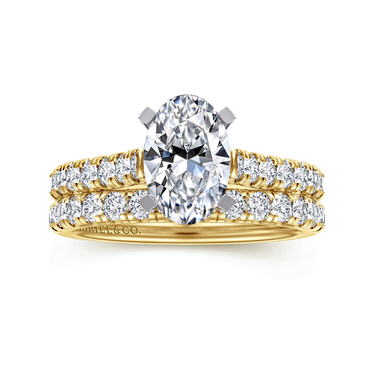 Erica - 14K White-Yellow Gold Oval Diamond Engagement Ring - 0.5 ct - Shot 4