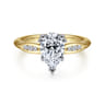 Quinn - 14K White-Yellow Gold Pear Shape Diamond Channel Set Engagement Ring - 0.09 ct