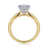 Quinn - 14K White-Yellow Gold Pear Shape Diamond Channel Set Engagement Ring - 0.09 ct