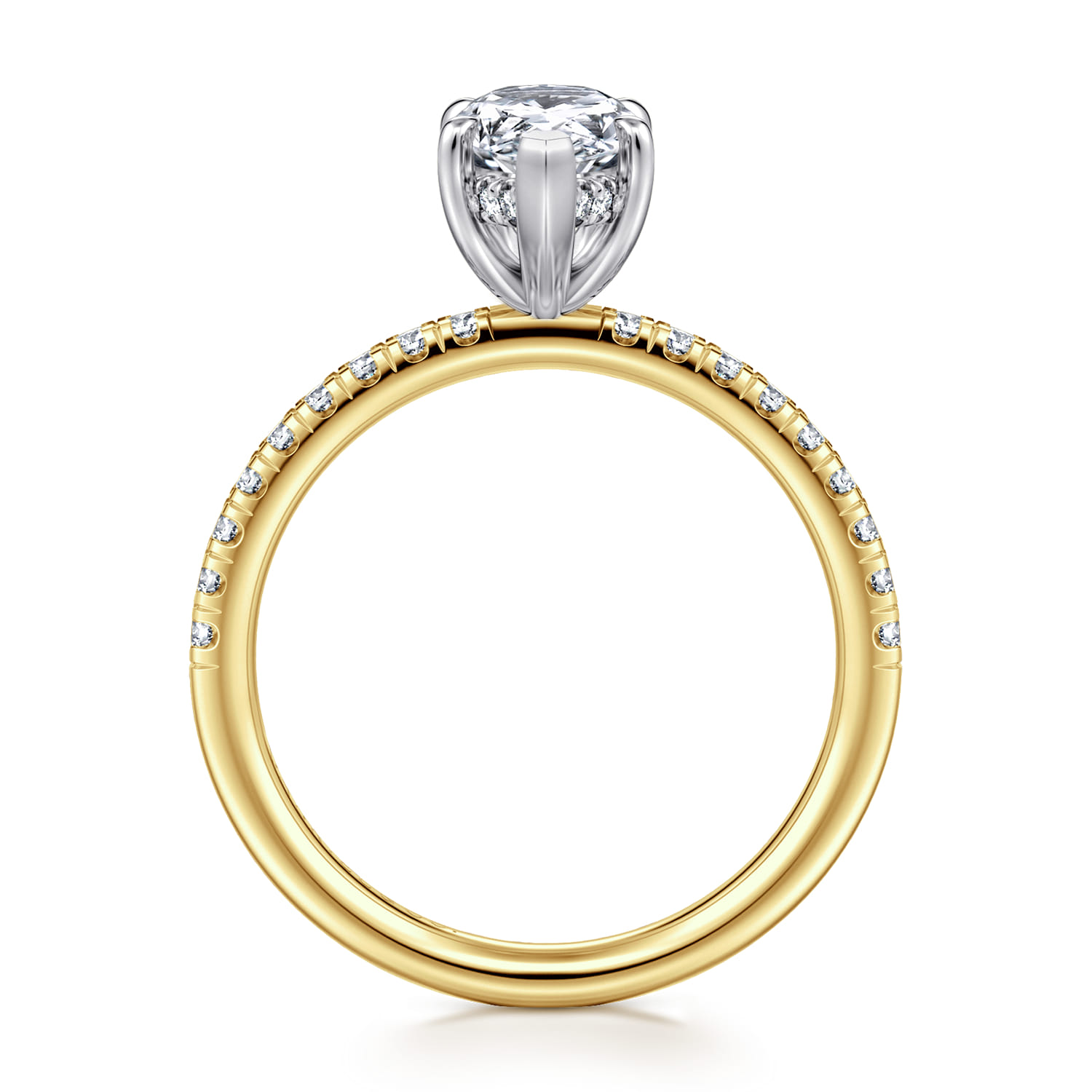 Stasia - 14K White-Yellow Gold Pear Shape Diamond Engagement Ring - 0.3 ct - Shot 2