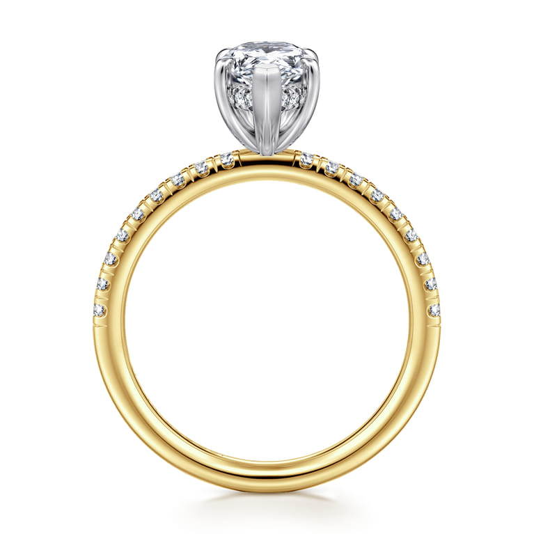 Stasia - 14K White-Yellow Gold Pear Shape Diamond Engagement Ring - 0.3 ct - Shot 2