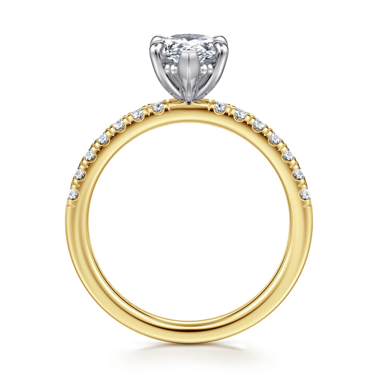 Carmellia - 14K White-Yellow Gold Pear Shape Diamond Engagement Ring - 0.25 ct - Shot 2