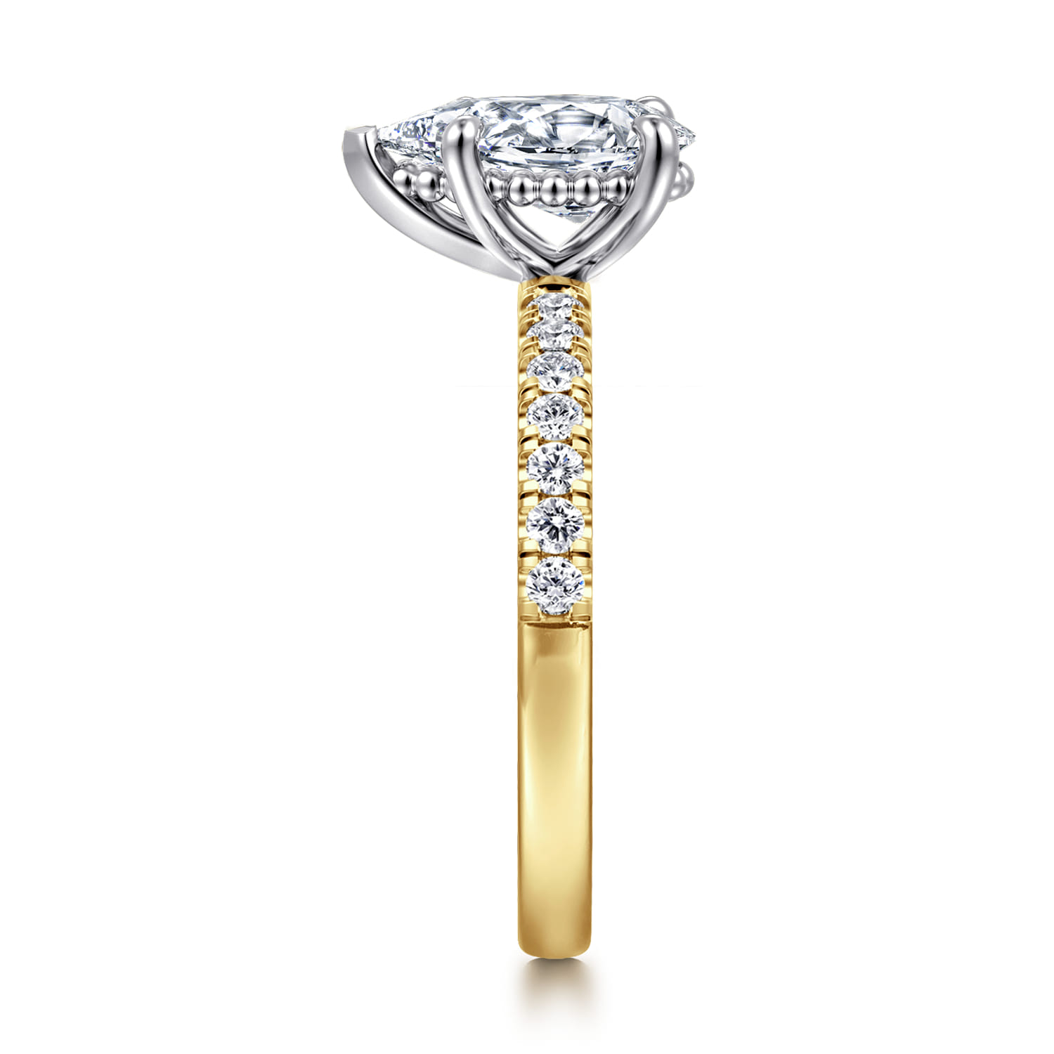 Carmellia - 14K White-Yellow Gold Pear Shape Diamond Engagement Ring - 0.25 ct - Shot 4