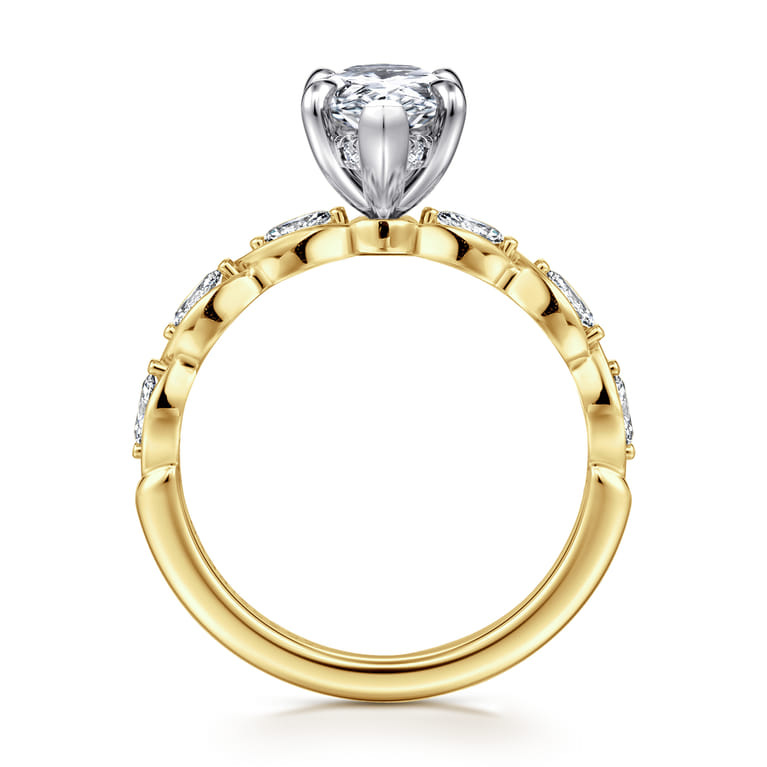 Claudia - 14K White-Yellow Gold Pear Shape Diamond Engagement Ring - 0.3 ct - Shot 2