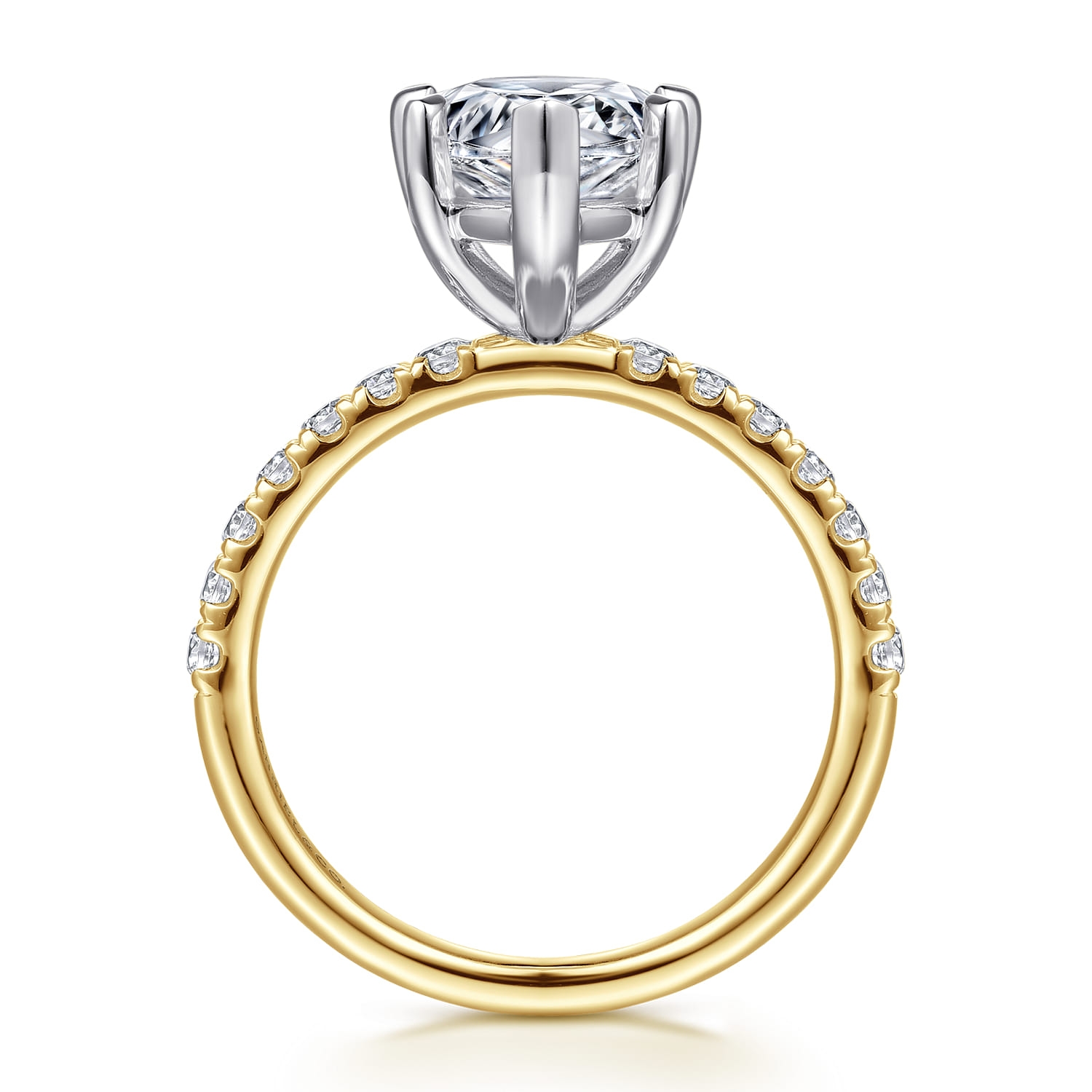 Winslow - 14K White-Yellow Gold Pear Shape Diamond Engagement Ring - 0.35 ct - Shot 2