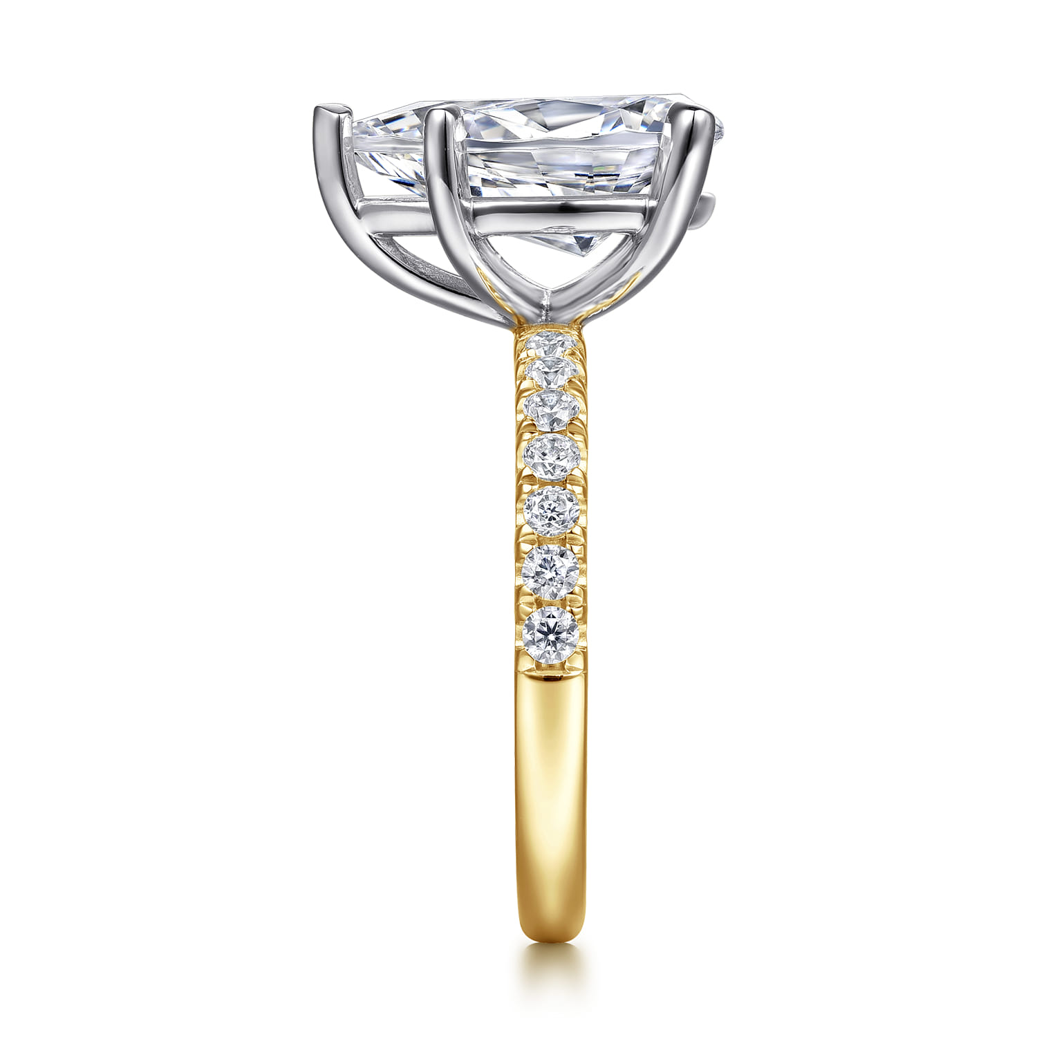 Winslow - 14K White-Yellow Gold Pear Shape Diamond Engagement Ring - 0.35 ct - Shot 4