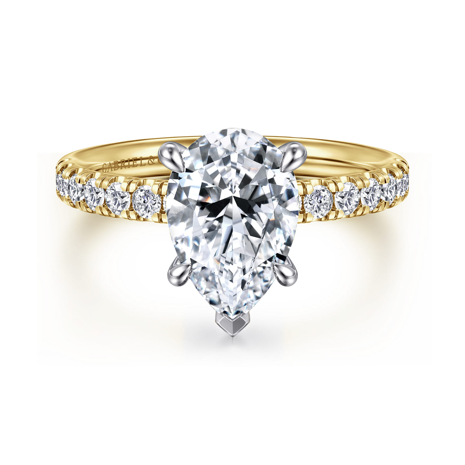 Winslow - 14K White-Yellow Gold Pear Shape Diamond Engagement Ring - 0.35 ct - Shot 1