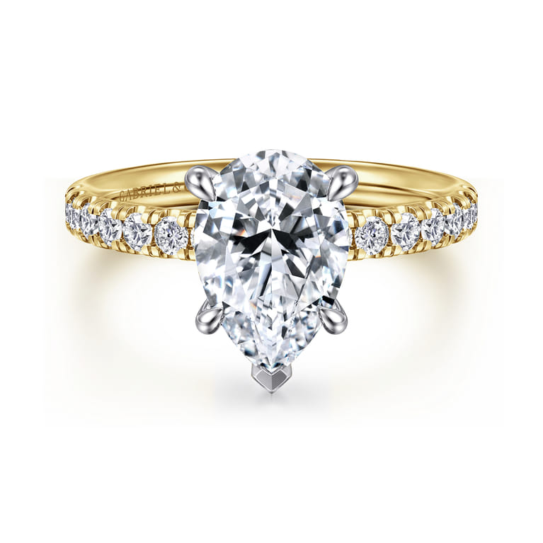 Winslow - 14K White-Yellow Gold Pear Shape Diamond Engagement Ring - 0.35 ct - Shot 1
