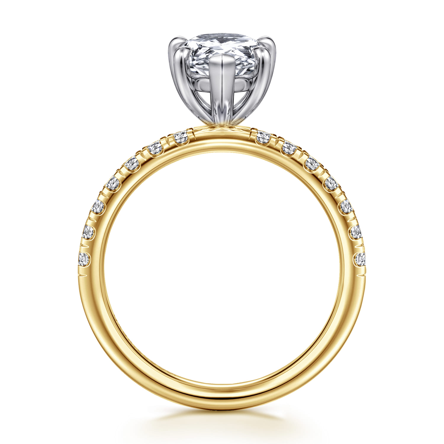 Winslow - 14K White-Yellow Gold Pear Shape Diamond Engagement Ring - 0.35 ct - Shot 2