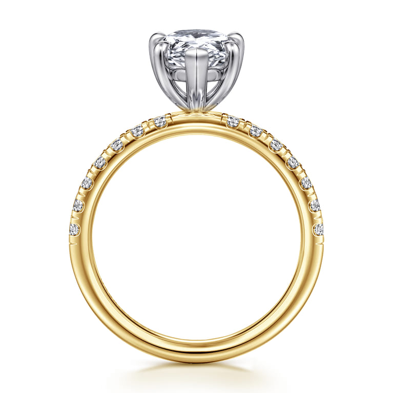 Winslow - 14K White-Yellow Gold Pear Shape Diamond Engagement Ring - 0.35 ct - Shot 2