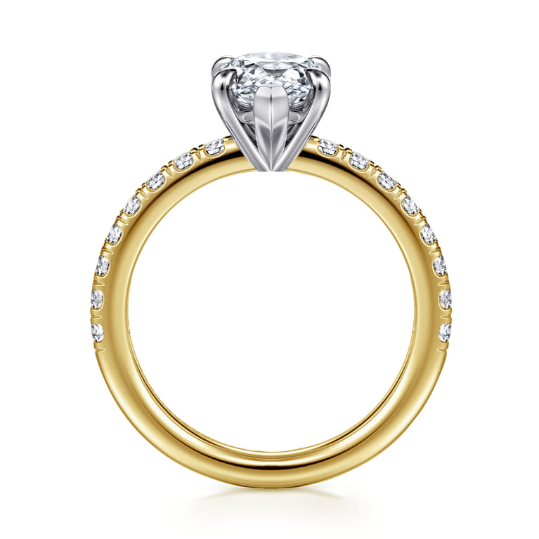Aruba - 14K White-Yellow Gold Pear Shape Diamond Engagement Ring - 0.4 ct - Shot 2