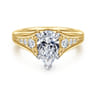 Bruno - 14K White-Yellow Gold Pear Shape Diamond Engagement Ring - 0.3 ct