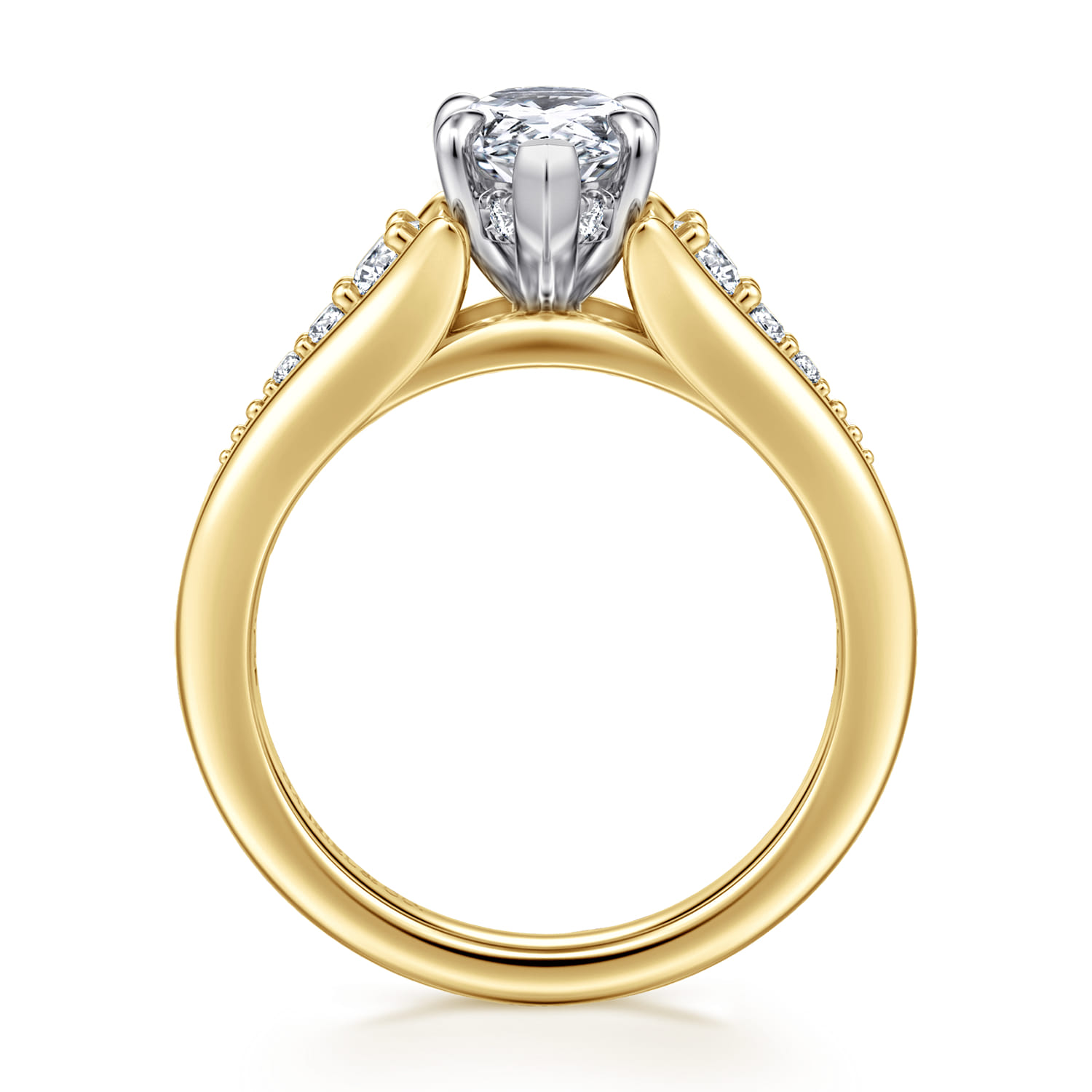 Bruno - 14K White-Yellow Gold Pear Shape Diamond Engagement Ring - 0.3 ct - Shot 2