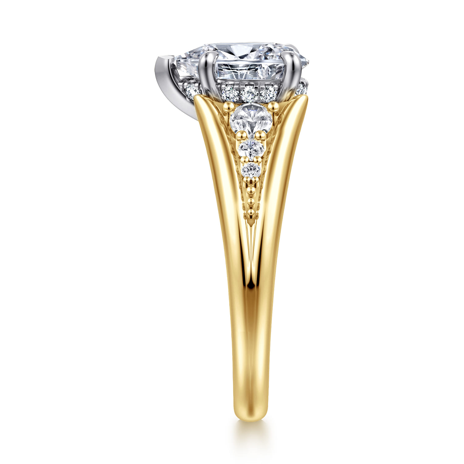 Bruno - 14K White-Yellow Gold Pear Shape Diamond Engagement Ring - 0.3 ct - Shot 4