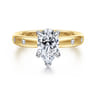 Cabata - 14K White-Yellow Gold Pear Shape Diamond Engagement Ring - 0.19 ct