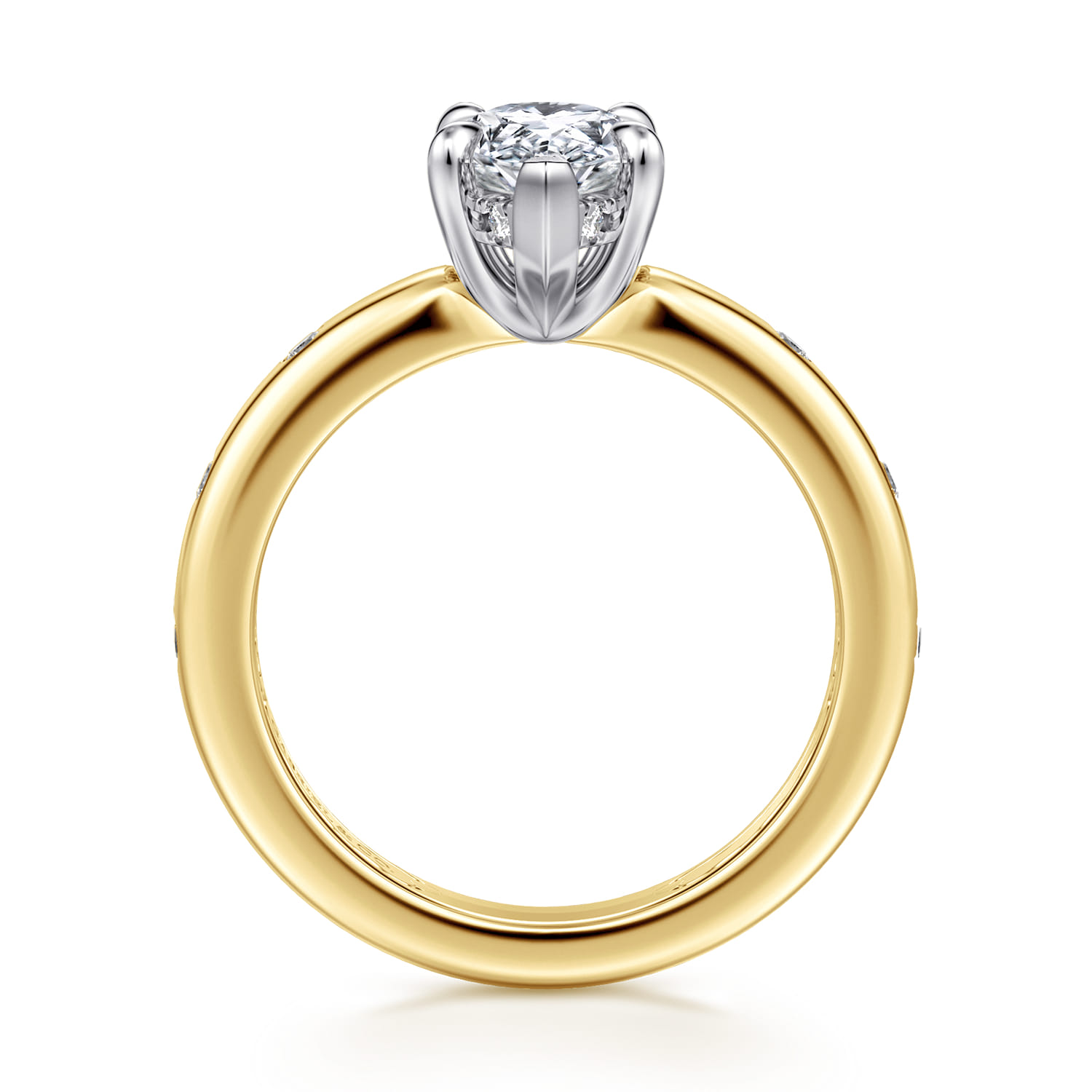 Cabata - 14K White-Yellow Gold Pear Shape Diamond Engagement Ring - 0.19 ct - Shot 2