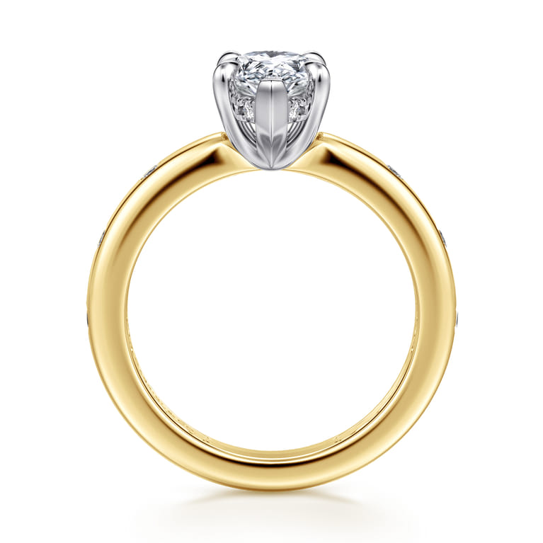 Cabata - 14K White-Yellow Gold Pear Shape Diamond Engagement Ring - 0.19 ct - Shot 2