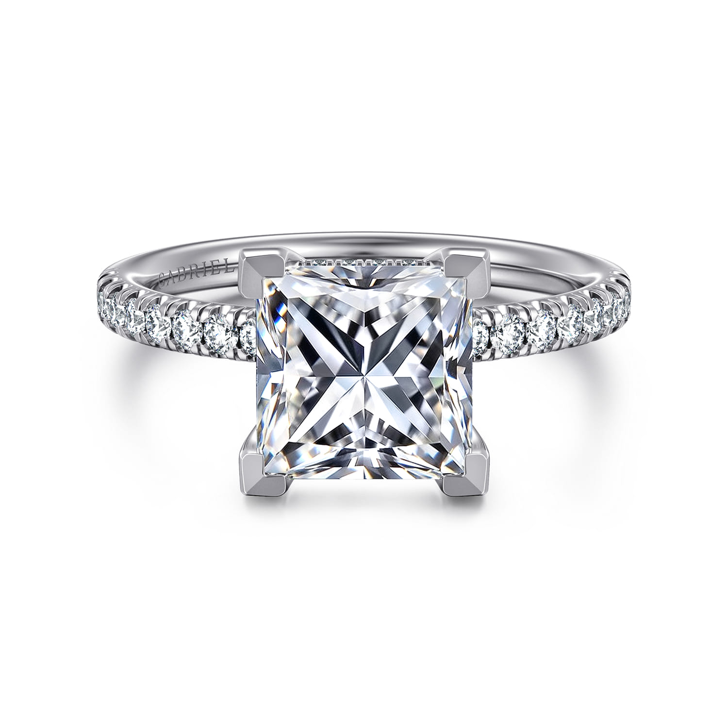Stasia - 14K White-Yellow Gold Princess Cut Diamond Engagement Ring - 0.3 ct - Shot 1