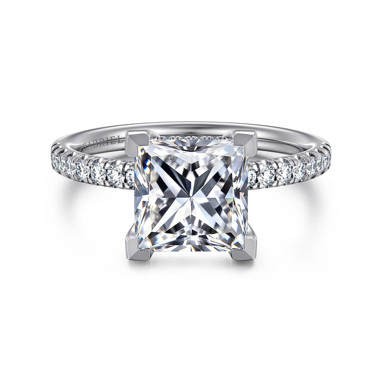 Stasia - 14K White-Yellow Gold Princess Cut Diamond Engagement Ring - 0.3 ct - Shot 1