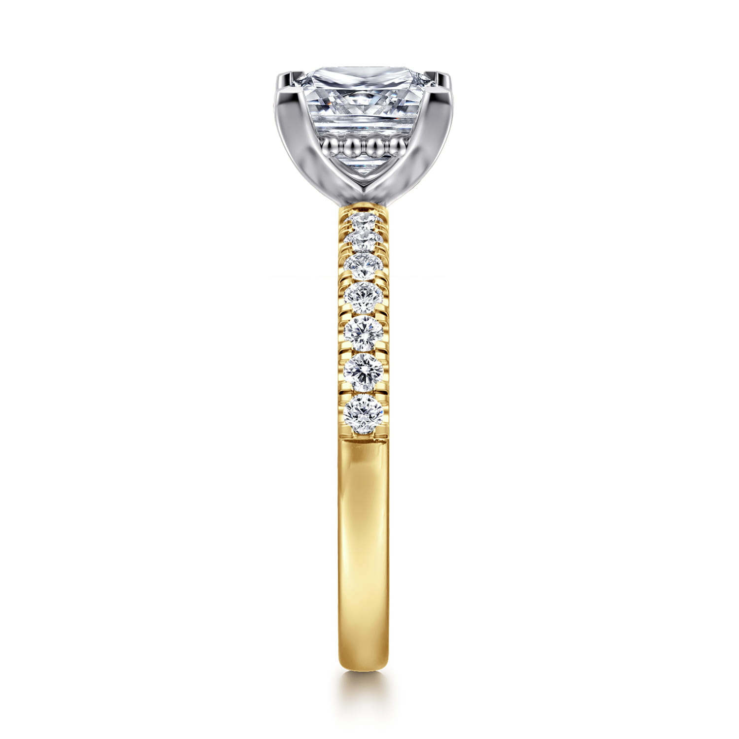 Carmellia - 14K White-Yellow Gold Princess Cut Diamond Engagement Ring - 0.25 ct - Shot 4