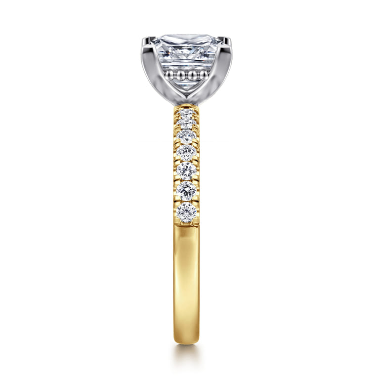 Carmellia - 14K White-Yellow Gold Princess Cut Diamond Engagement Ring - 0.25 ct - Shot 4