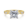 Claudia - 14K White-Yellow Gold Princess Cut Diamond Engagement Ring - 0.3 ct