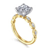 Claudia - 14K White-Yellow Gold Princess Cut Diamond Engagement Ring - 0.3 ct