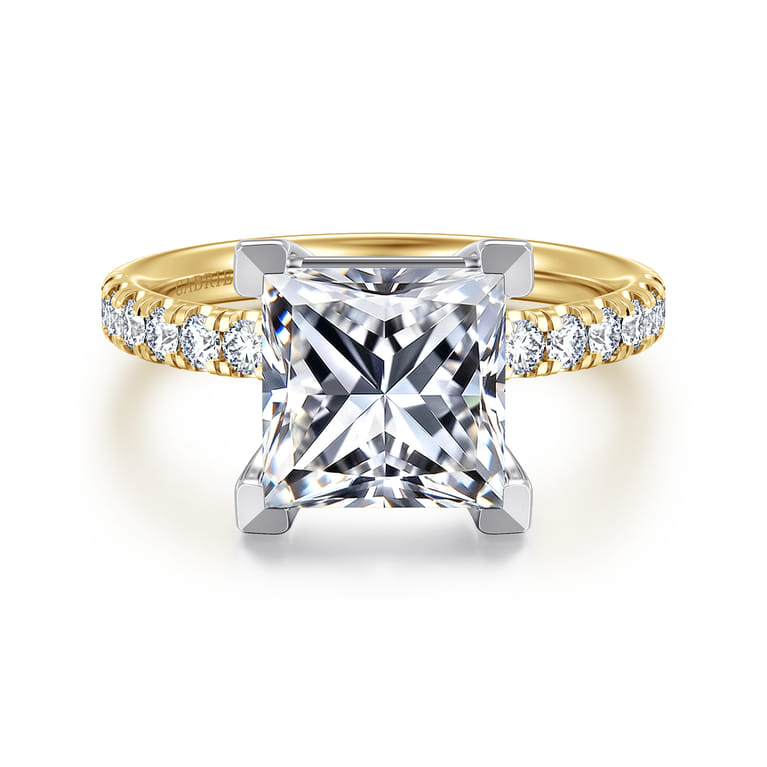 Winslow - 14K White-Yellow Gold Princess Cut Diamond Engagement Ring - 0.35 ct - Shot 1