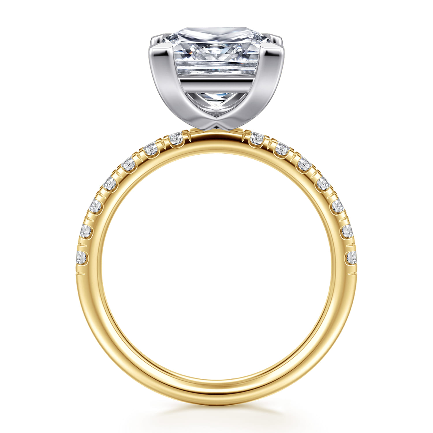 Winslow - 14K White-Yellow Gold Princess Cut Diamond Engagement Ring - 0.35 ct - Shot 2