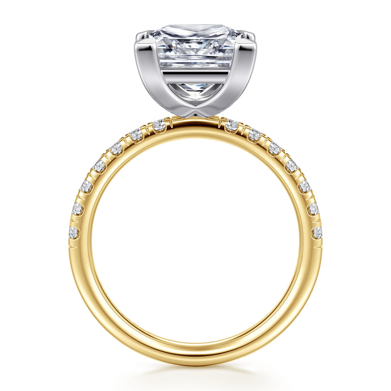 Winslow - 14K White-Yellow Gold Princess Cut Diamond Engagement Ring - 0.35 ct - Shot 2