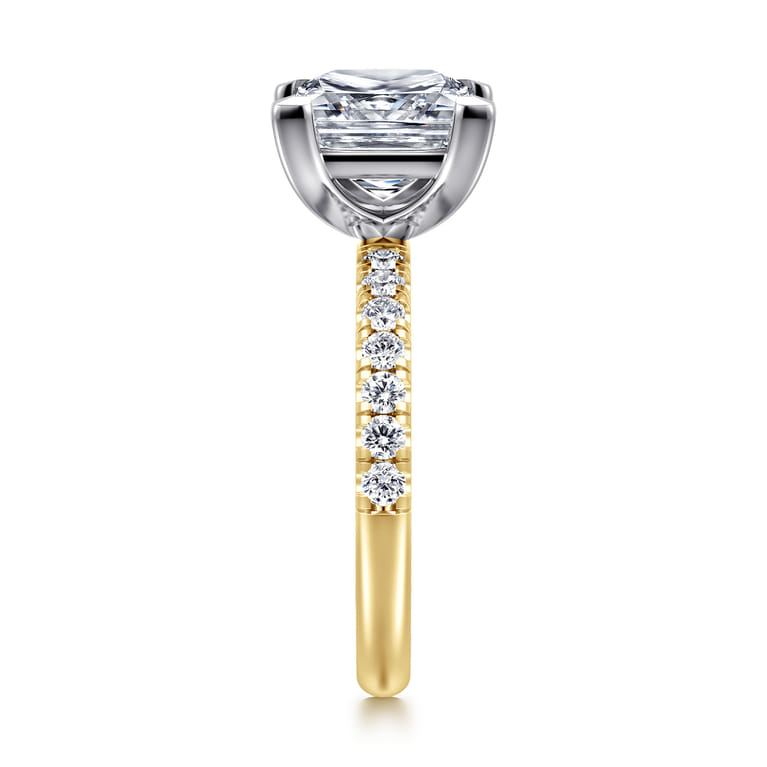 Winslow - 14K White-Yellow Gold Princess Cut Diamond Engagement Ring - 0.35 ct - Shot 4