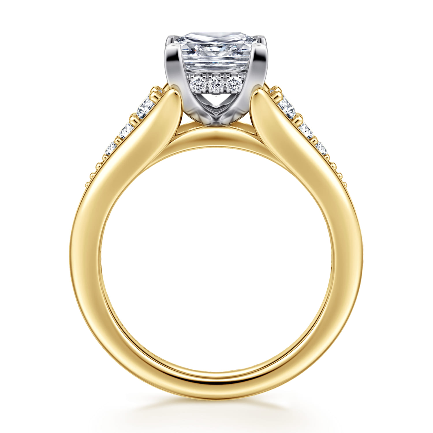 Bruno - 14K White-Yellow Gold Princess Cut Diamond Engagement Ring - 0.3 ct - Shot 2