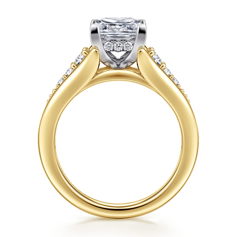 Bruno - 14K White-Yellow Gold Princess Cut Diamond Engagement Ring - 0.3 ct - Shot 2
