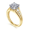 Bruno - 14K White-Yellow Gold Princess Cut Diamond Engagement Ring - 0.3 ct