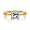 Cabata - 14K White-Yellow Gold Princess Cut Diamond Engagement Ring - 0.2 ct